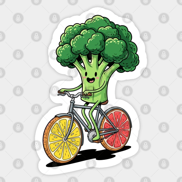 Broccoli Biking Fun Sticker by enrynz